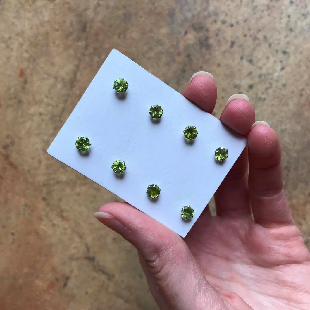 Peridot flat face rounds stud earrings