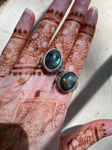 Labradorite tribal rings