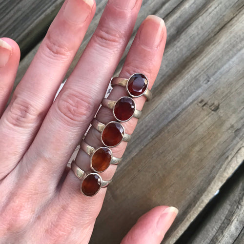 Faceted Hessonite Garnet rings