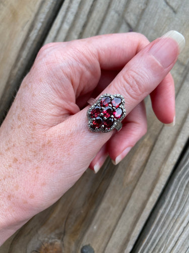Natural Wine colored Garnet stainless steel ring