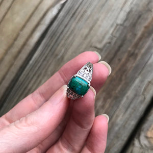 Chrysocolla and Zircon ring