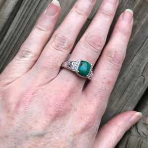 Chrysocolla and Zircon ring