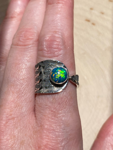 Lab created Fire Opal ring