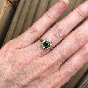 Chrome Diopside and Zircon ring