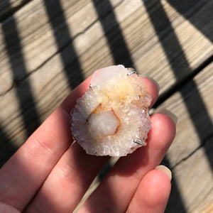 Stunning XL triple eye Amethyst Stalactite slice pendant