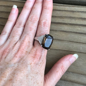 Smoky Quartz and Zircon ring