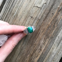 Load image into Gallery viewer, Chrysocolla and Zircon ring