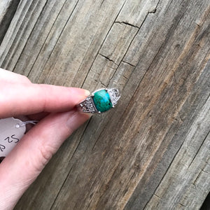 Chrysocolla and Zircon ring