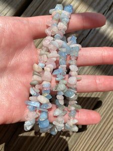 Morganite, Aquamarine and Heliodor necklace