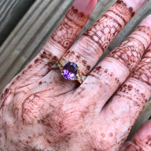 Uruguayan Amethyst and White Topaz ring
