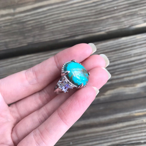 Turquoise ring with Tanzanite butterfly accent stones