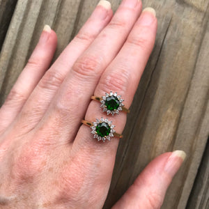 Chrome Diopside and Zircon ring