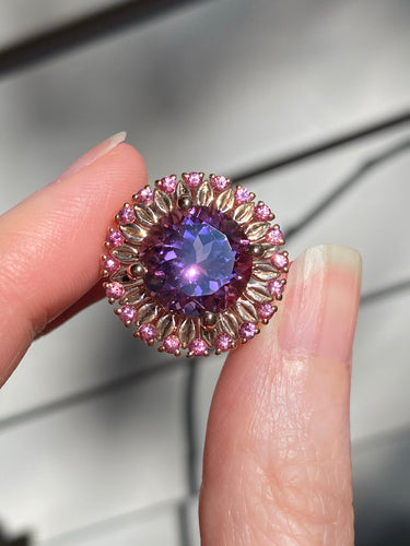 Collectors Pink Amethyst and Pink Spinel flower ring
