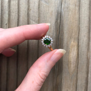 Chrome Diopside and Zircon ring