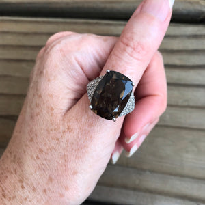 Smoky Quartz and Zircon ring