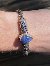 Load image into Gallery viewer, Carved Tanzanite braided sterling silver collectors bracelet